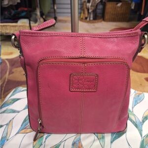 Fossil Fuchsia Leather Crossbody Bag
